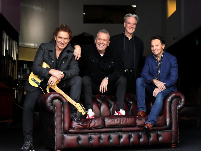 Adelaide-born rock band Cold Chisel, (L-R) Ian Moss, Jimmy Barnes, Don Walker and Phil Small. Jane Dempster/The Australian.