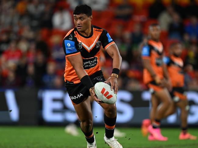 The Tigers face a battle to retain Utoikamanu, as rival clubs circle the front row star. Picture: NRL Imagery