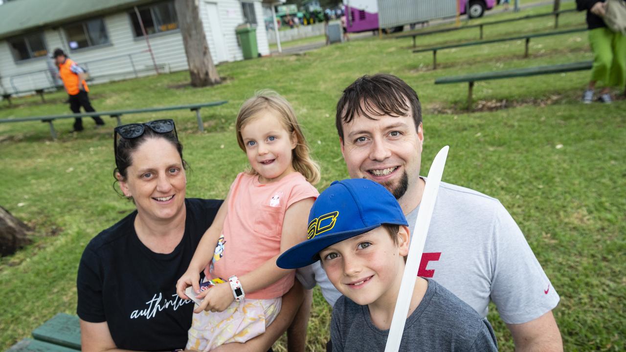 Kirsty and Danny Ebner with their kids Holly and Aidan at the 2022 Toowoomba Royal Show, Friday, March 25, 2022. Picture: Kevin Farmer