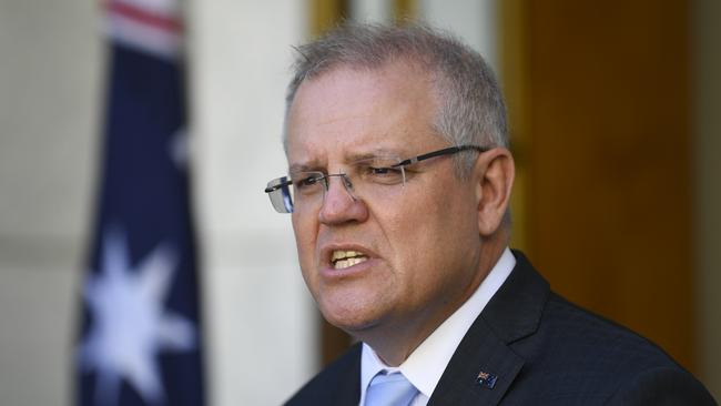 Prime Minister Scott Morrison remained tight-lipped over potential JobKeeper changes today. Picture: Lukas Coch/AAP