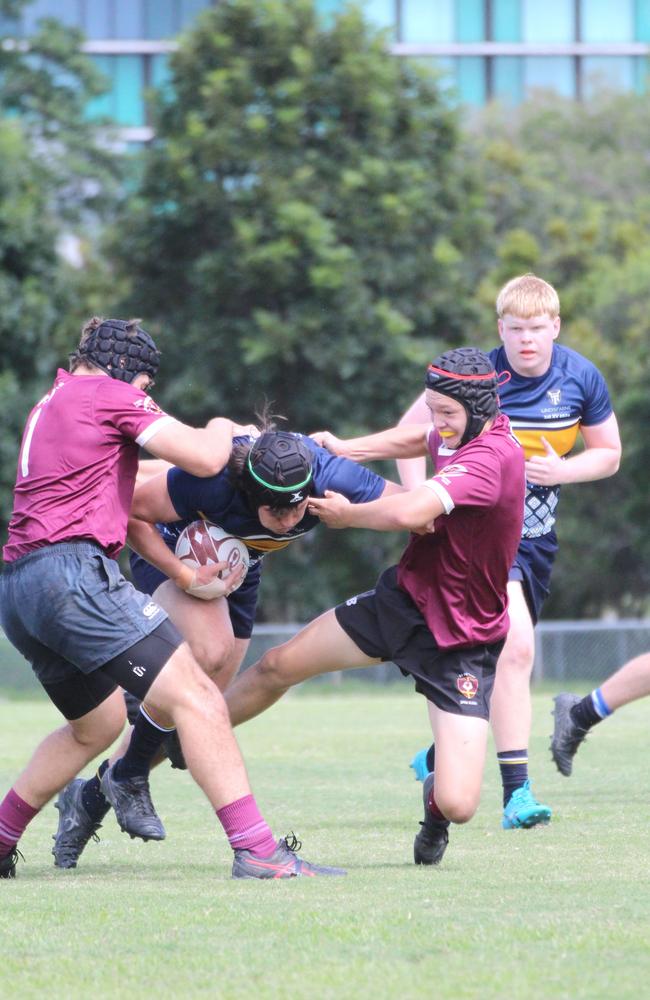 Ballymore Cup rugby action at the Albany Creek Brumbies Junior Rugby Union Club on Friday, April 12, 2024.