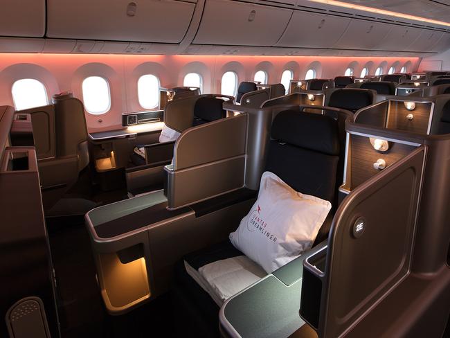 The luxurious business class. Picture: AAP/Qantas, Brent Winstone