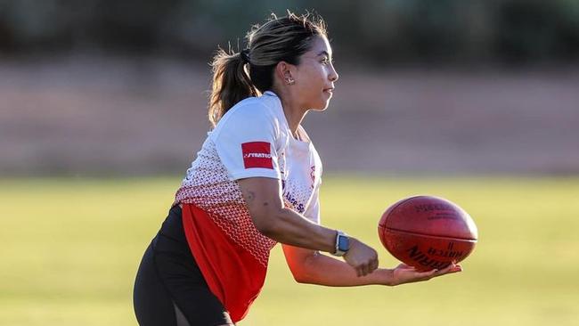 Federal FC's Celine Ankers is taking part in The March Charge to raise funds for cancer research. Picture: Federal Football Club Facebook.