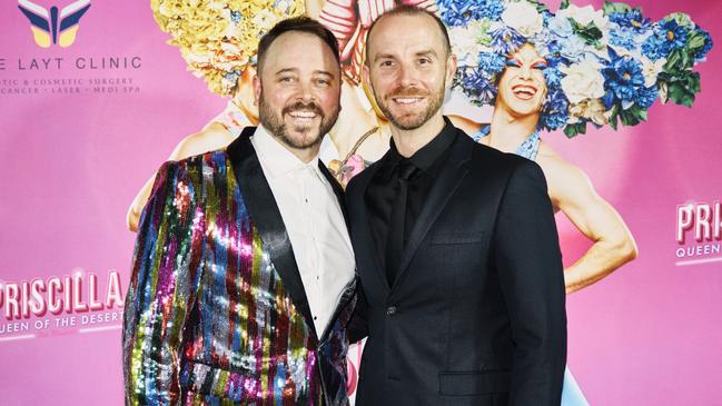 Mat Sinclair and Matt Ward at the opening night of Priscilla: Queen Of The Desert at The Star Gold Coast. Pictures: Kenn Santos