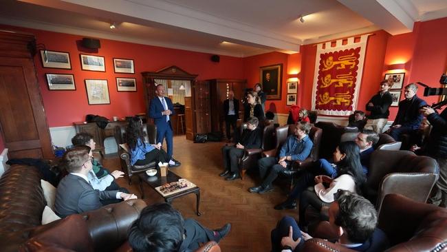 Tony Abbott addressing students who have received scholarships as part of the Ramsay Centre for Western Civilisation. Photo: Supplied.