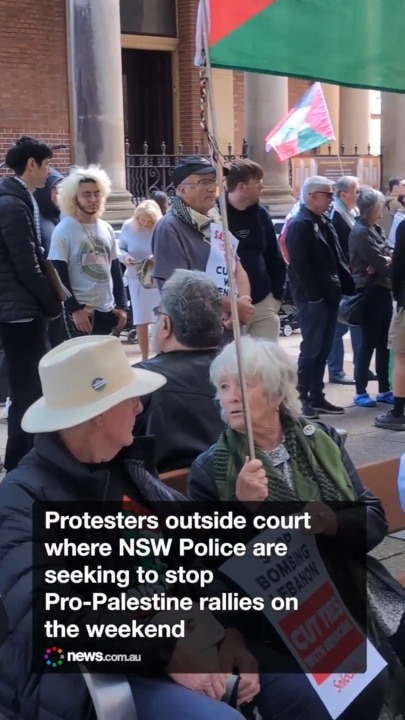 Protesters outside court where NSW Police are seeking to stop rallies