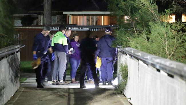 Corey’s family at the scene of the fatal bike accident last night. Picture: Christian Gilles