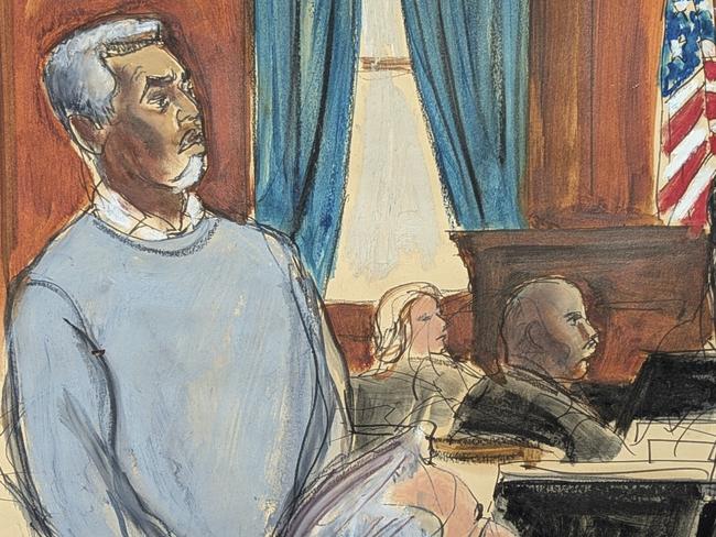 Diddy looked different with his new grey hair. Picture: Elizabeth Williams via AP