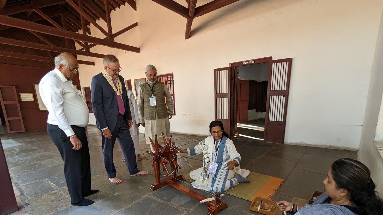 Prime Minister Anthony Albanese at Sabarmati Ashram Ahmedabad. Picture: Supplied