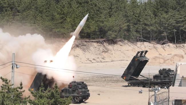 The US and South Korea test fire a missile in response to the North Korean launches on Wednesday. Picture: South Korean Defence Ministry/Getty Images