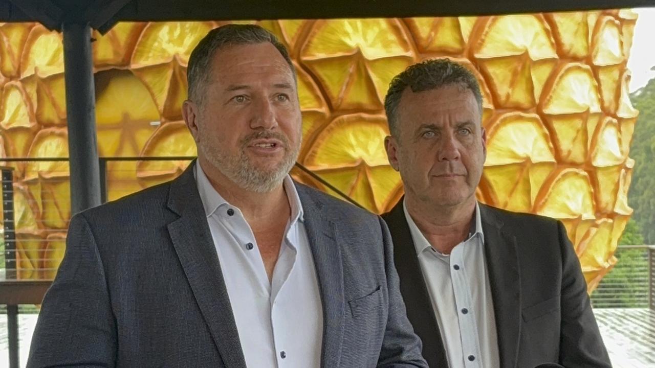 MPs Andrew Powell and Martin Hunt at the Big Pineapple