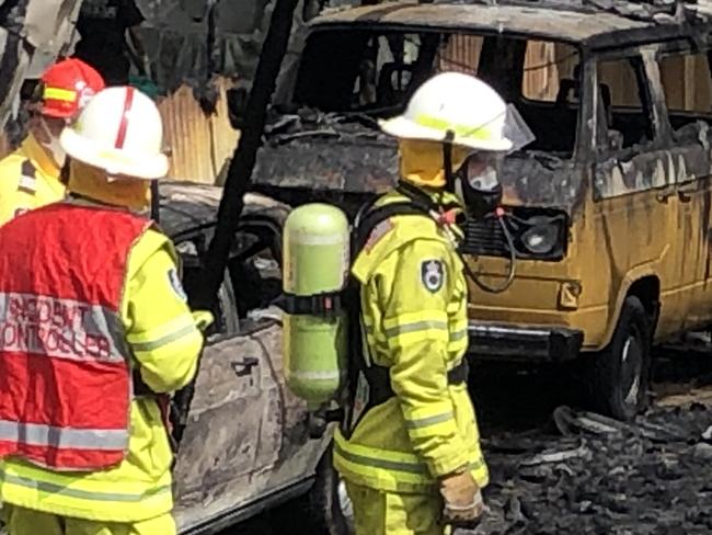 Vintage cars were destroyed in a Northern Beaches Factory fire. Picture: Jim O'Rourke