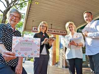 Launching the Retailer Survey that will help inform the new CBD Retail Strategy are (l-r) Peppertree Kitchen owner Helen Nott, Lismore Chamber of Commerce and Industry Chair Deborah Benhayon, Lismore City Council Partnering and Community Engagement Officer Flora Zigterman and Lismore City Centre Manager Jason Mumford.