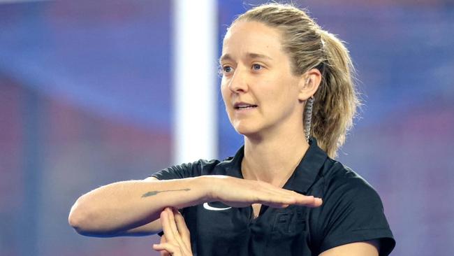 Australian hockey umpire Aleisha Neumann is one of the 18 per cent of females who are offficating at the Games. Picture: Hockey Australia