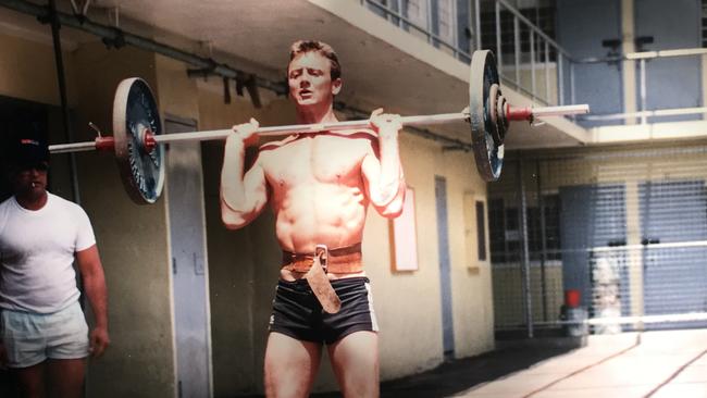 Tony pumping iron in his prison days. Picture: SBS