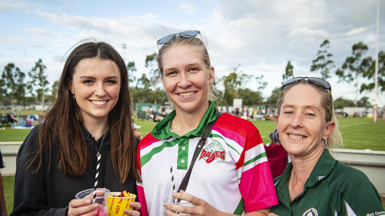 At the Legends of League event are (from left) Molly Weedon, Emily Burgess and Kristy Johnson.