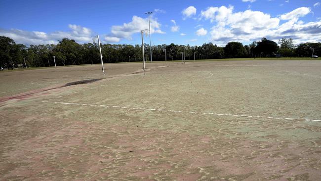 Downey Park netball courts, Windsor, after heavy rain and high tide caused flooding in 2016. The area is flood-prone. Picture: Bradley Cooper