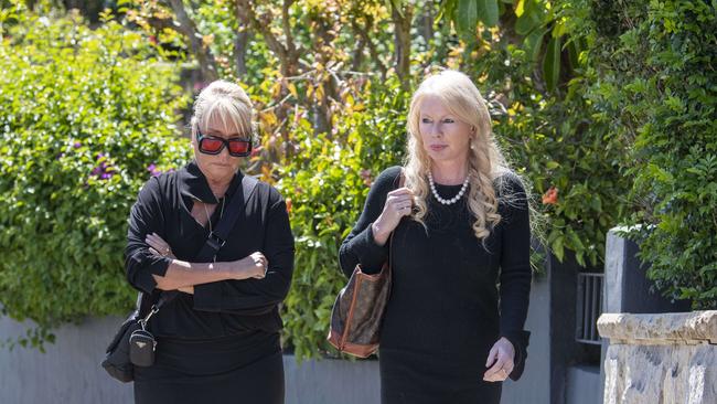 Former fashion designer Charlie Brown and Shari-Lea Hitchcock arrive at the Rose Bay church. Picture: NewsWire / Simon Bullard.