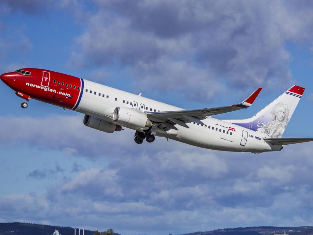 The shards fell from a Norwegian Air plane. File image. Picture: Norwegian Airlines