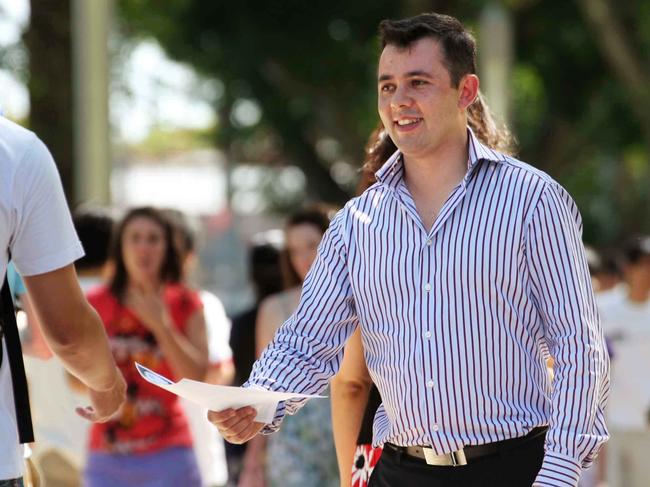 2008: Then-President of the NSW Young Liberals Noel McCoy handing out flyers during Orientation Week at UNSW at Randwick, Sydney.