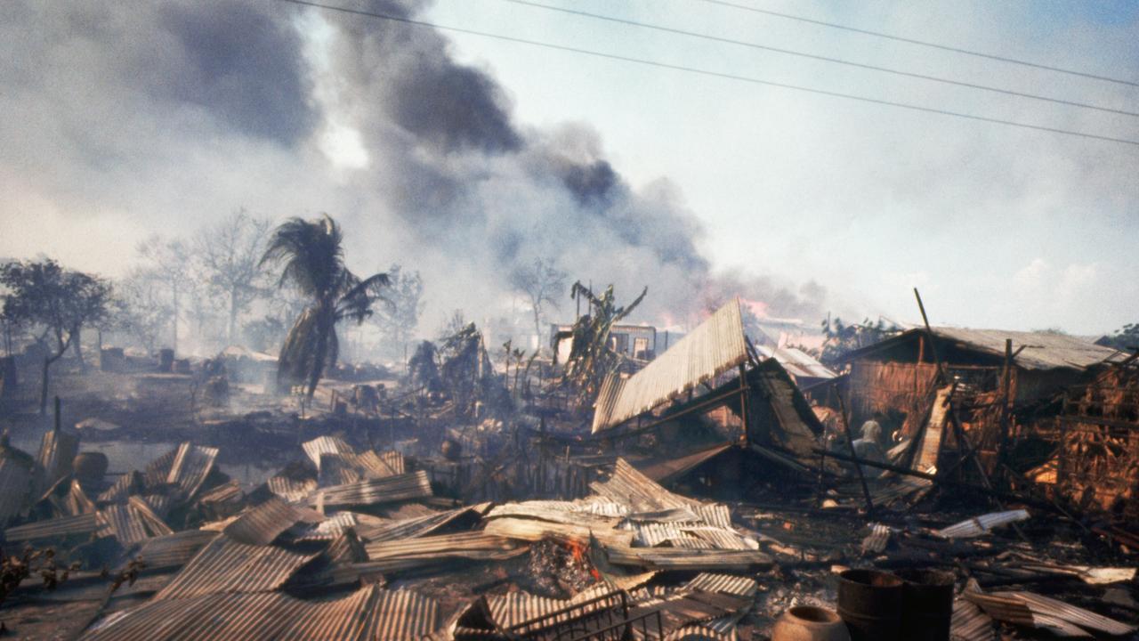 The devastated 8th Division headquarters after the Tet Offensive. (Picture: Tim Page, Corbis via Getty Images