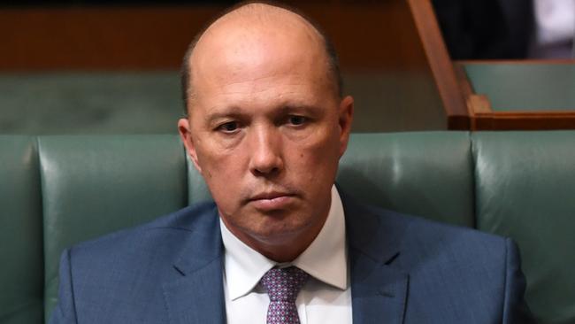 Australian Home Affairs Minister Peter Dutton today. Picture: AAP