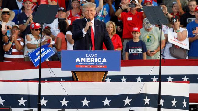 Donald Trump speaks at his campaign-style rally in Wellington, Ohio. Picture: AFP.