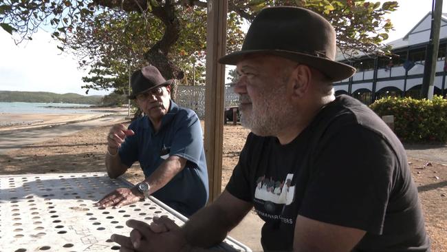 Chair of the Cape York Land Council Richie Ah Mat and Noel Pearson on Thursday Island on Tuesday.