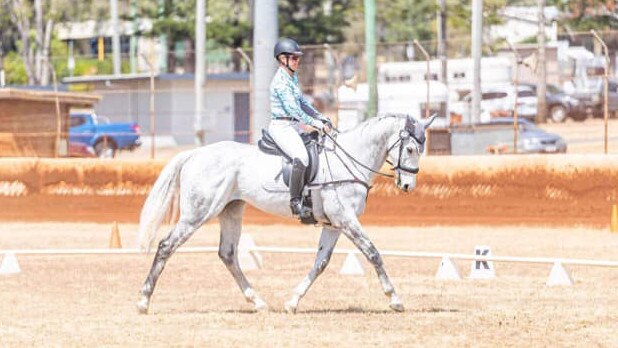 Trudy Dougall and Gandy in the dressage arena. Photo: Braid Up Photography.