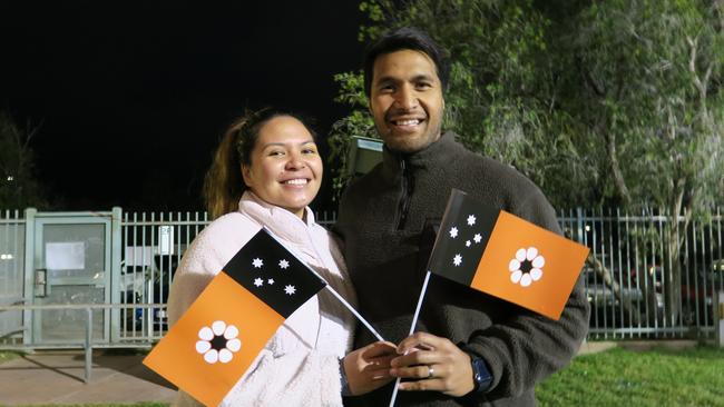 Lora Lisati and Metia Lisati at Anzac Oval in Alice Springs. Picture: Gera Kazakov