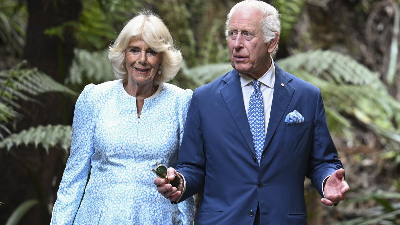 Their Majesties walked through the Rainforest Gully at the Australian National Botanic Gardens in Canberra. Picture: NewsWire / Martin Ollman