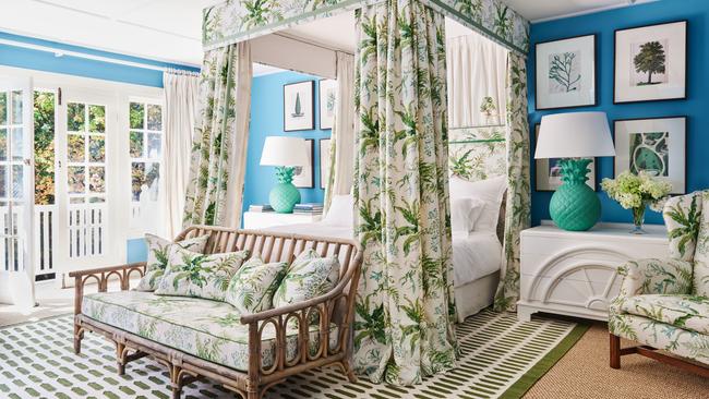 Interior designer Charlotte Coote’s four poster bed embraces boldness. Picture: Supplied