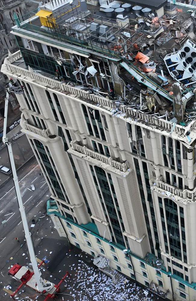 A building damaged as a result of a missile attack in Kyiv, amid the Russian invasion of Ukraine. Picture: Handout/Ukrainian Emergency Service/AFP