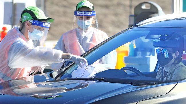 A testing clinic set up at Orion Springfield Central Shopping Centre. Picture: John Gass/NewsWire