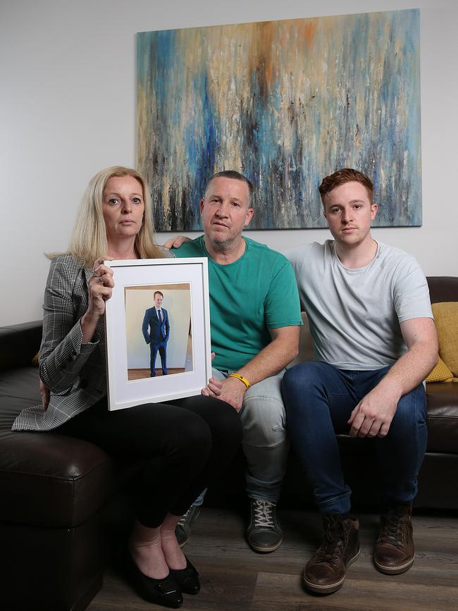 Louise Robbins, her partner Jeff Brown and their son Nathan remember Jayden. Picture: Ian Currie