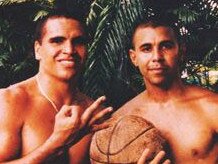 Former multiple world boxing champion Anthony Mundine after defeating former Cairns Taipans star Timmy Duggan in a one-on-one game of basketball in Duggan's Millner backyard back in 1995.