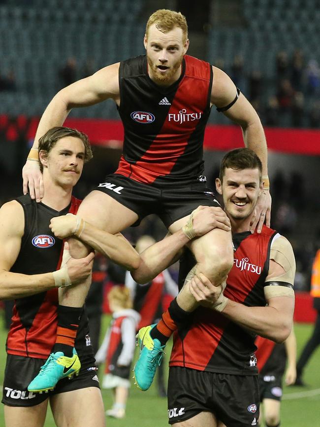 Cooney gets chaired off after game 250. Pic: Michael Klein