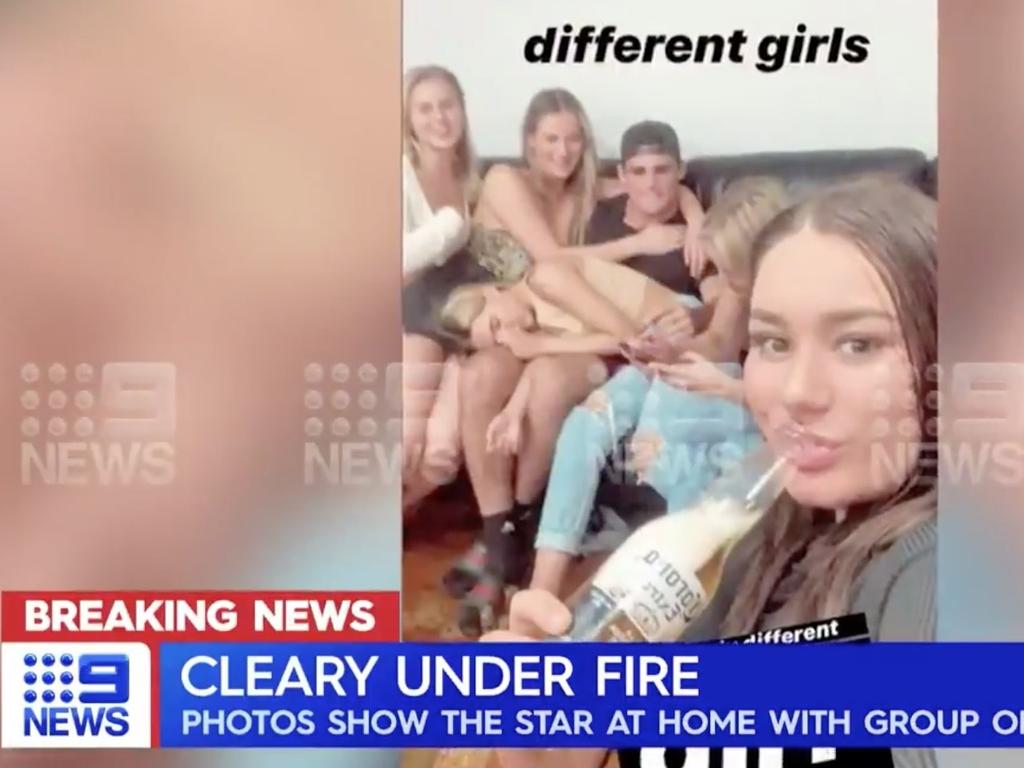 Nathan Cleary was caught breaking the rules on Anzac Day. Picture: Channel 9