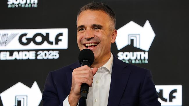 Peter Malinauskas speaking at a press conference ahead of LIV Golf at The Grange Golf Club. Picture: Sarah Reed/Getty Images