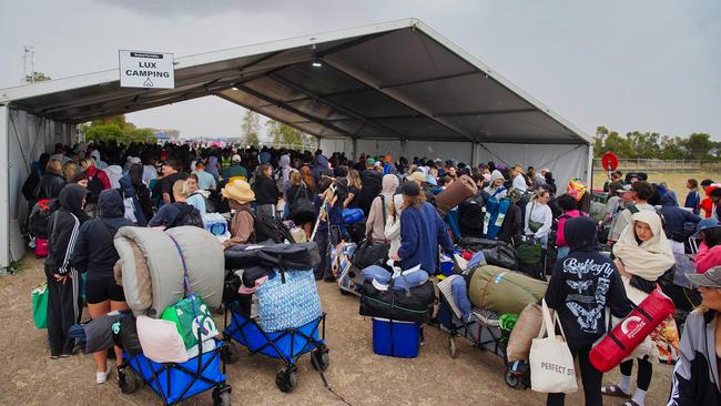 MELBOURNE AUSTRALIA - NewsWire Photos DECEMBER 28, 2024: Concertgoers are seen entering the Beyond the Valley dance festival.Picture: NewsWire / Luis Enrique Ascui