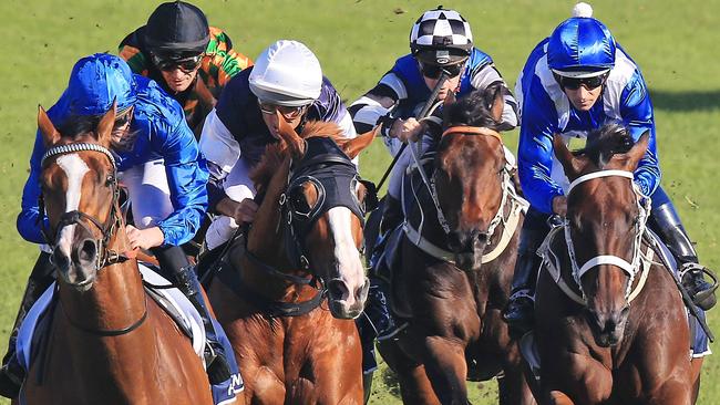 Hartnell, left, was no match for Winx, right, in the autumn. Picture: Jenny Evans