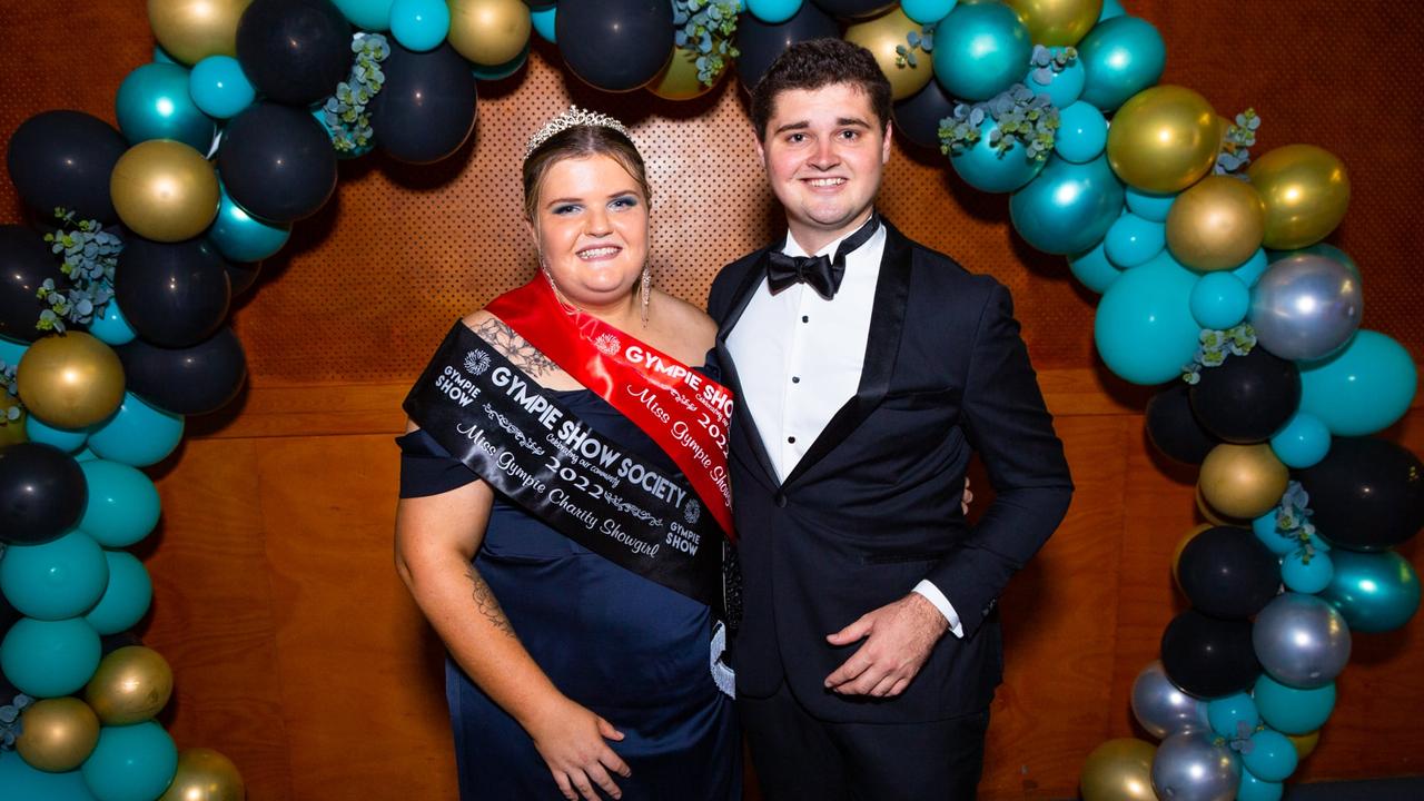 Gympie Showgirl and Charity Showgirl Bronte O'Sullivan (left) at the 2022 Gympie Show Ball. Photo: Contributed