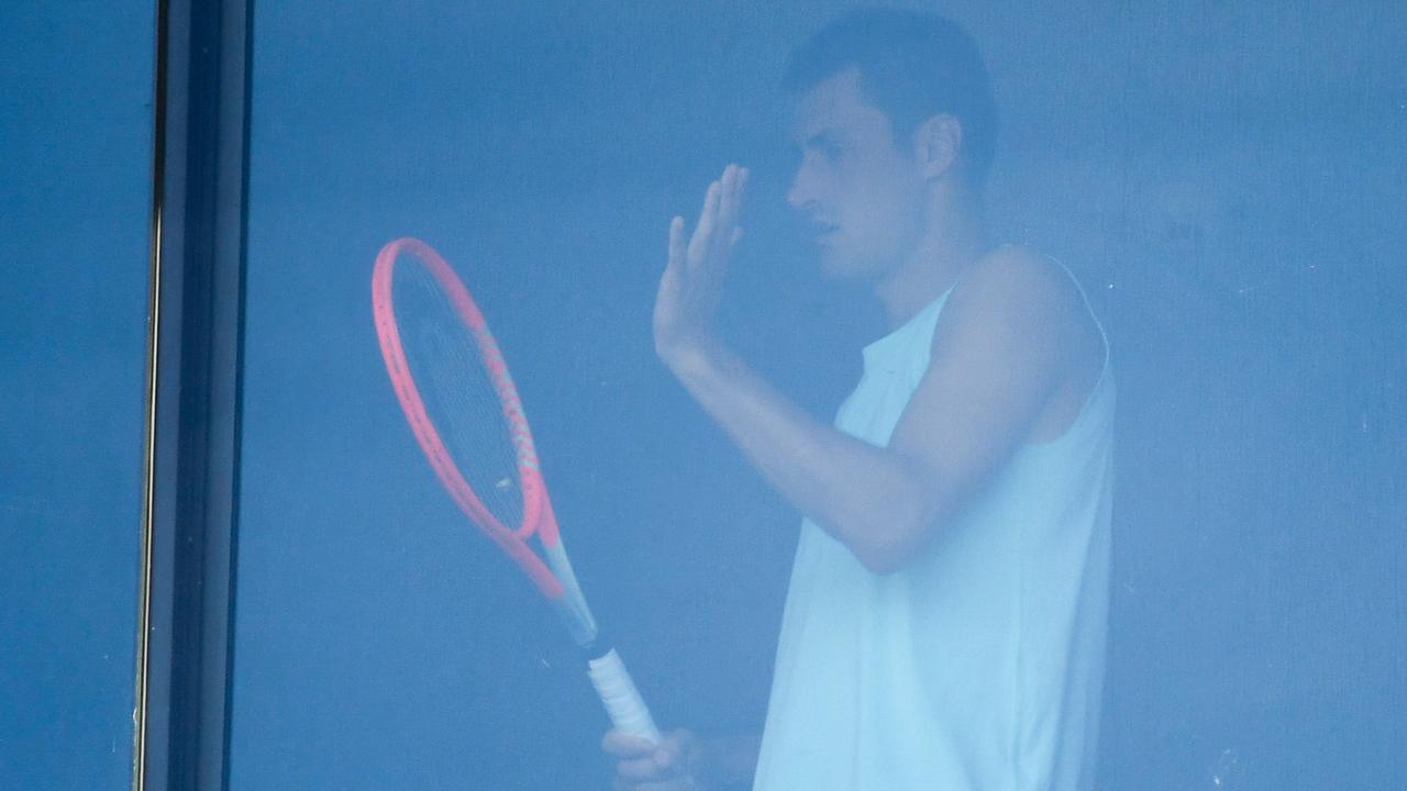 Bernard Tomic is hotel quarantine. Picture: AFP Photo