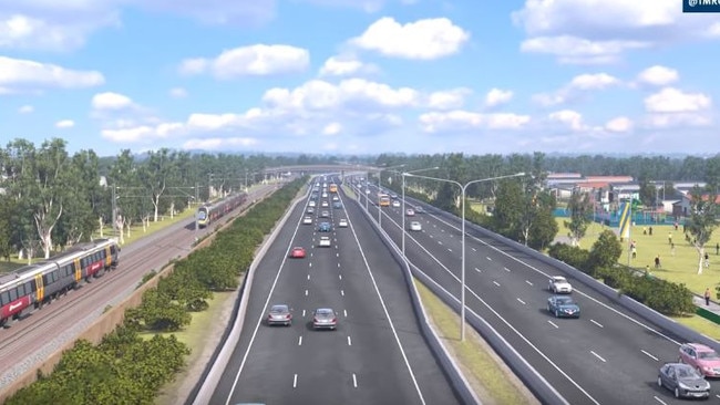 Still from a Transport and Main Roads video showing how the Coomera Connector is expected to look.