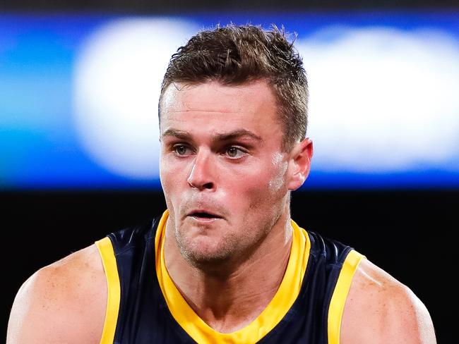 ADELAIDE, AUSTRALIA - JULY 20: Brad Crouch of the Crows runs with the ball during the round 7 AFL match between the Adelaide Crows and the St Kilda Saints at Adelaide Oval on July 20, 2020 in Adelaide, Australia. (Photo by Daniel Kalisz/Getty Images)