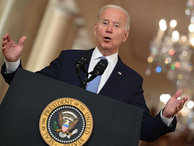 US President Joe Biden speaks on ending the war in Afghanistan in the State Dining Room at the White House in Washington, DC. Picture: AFP