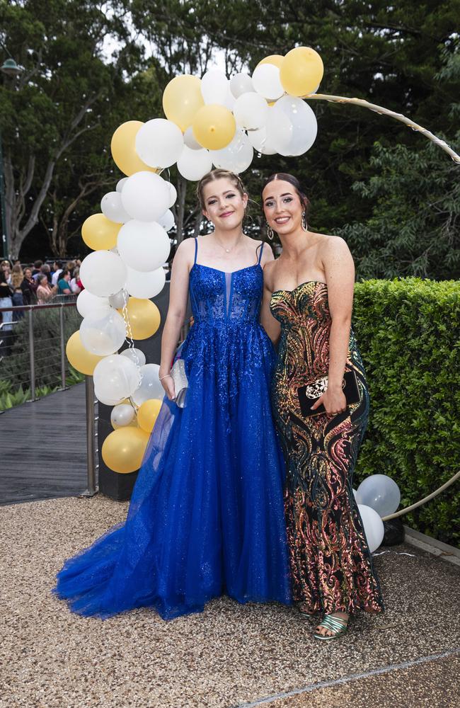 Marnie Dregmans (left) and Jade Gaske at Centenary Heights State High School formal at Picnic Point, Friday, November 15, 2024. Picture: Kevin Farmer