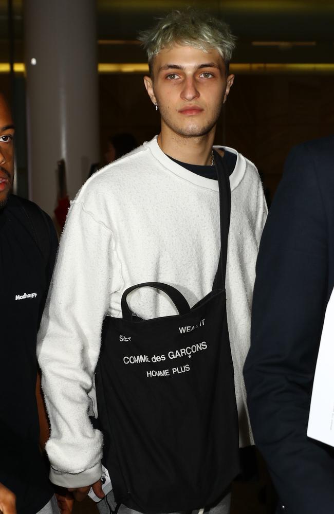 Anwar Hadid, pictured arriving in Sydney on Monday. Picture: Matrix