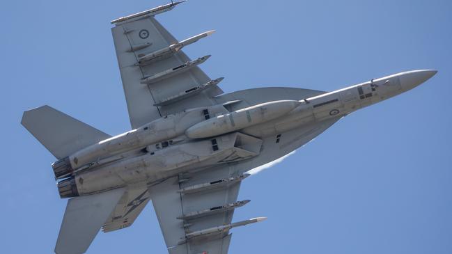 An F-18 Super Hornet in action.