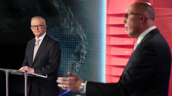 The ABC spent tens of thousands promoting the leaders debate between Anthony Albanese and Peter Dutton at the ABC’s Parramatta studio in western Sydney on April 16. Picture: ABC